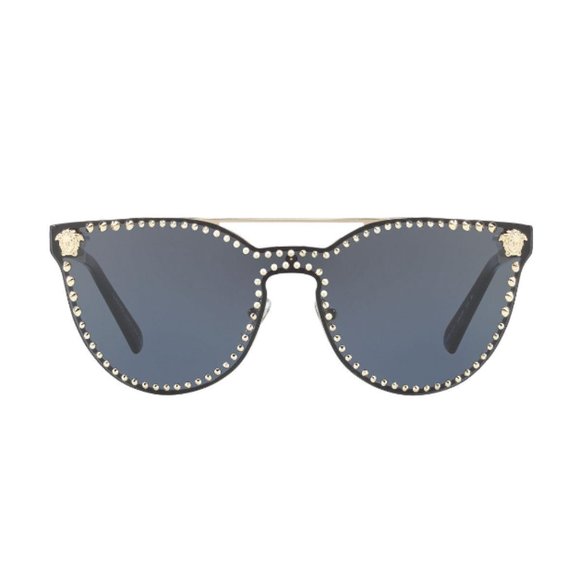 Versace Studded Flat Top Wrap Around Sunglasses - Picture 2 of 3